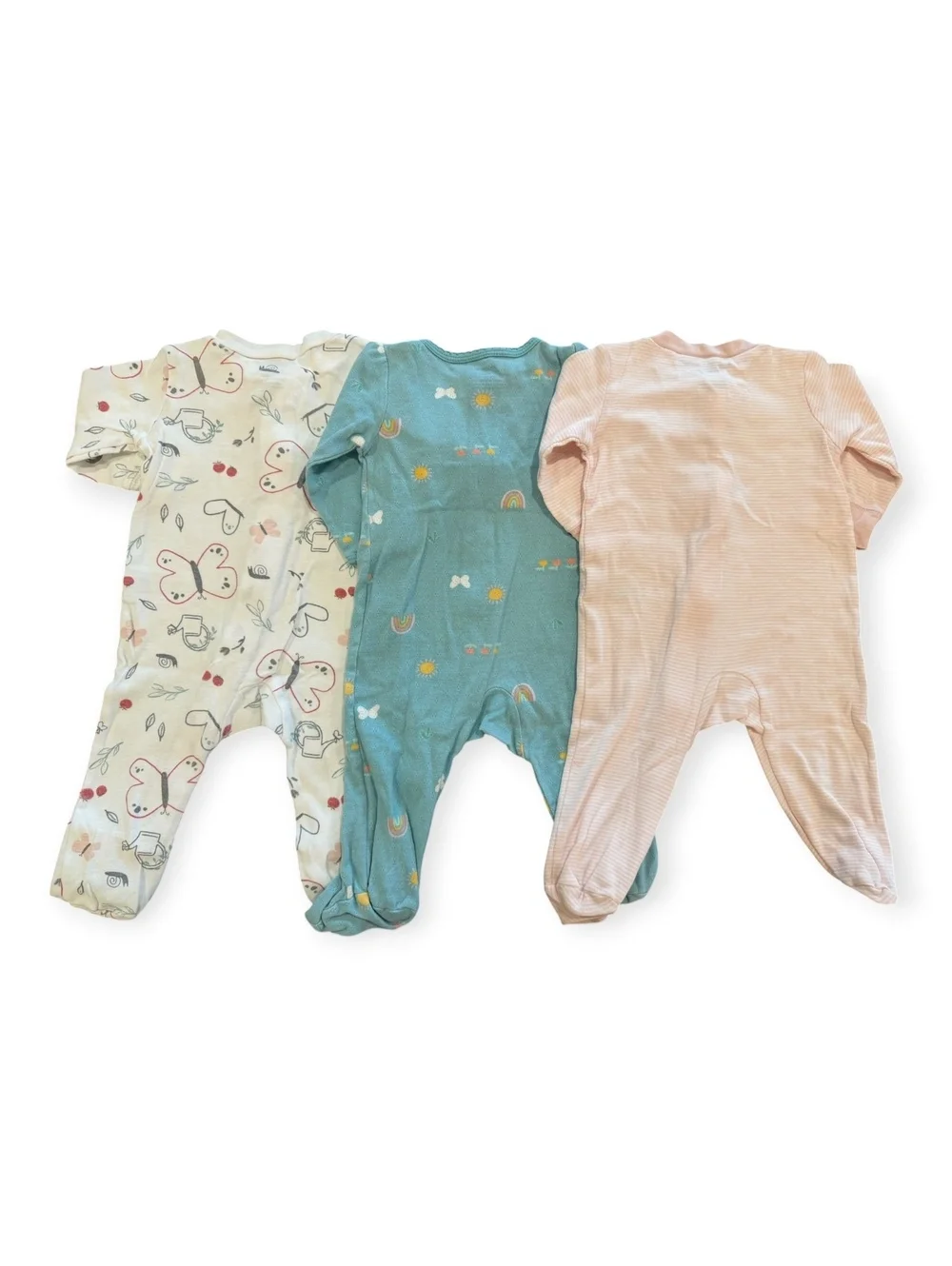 Carter's Baby 6M Footed Pajamas Sleepers Set of 3 Butterfly, Rainbow
